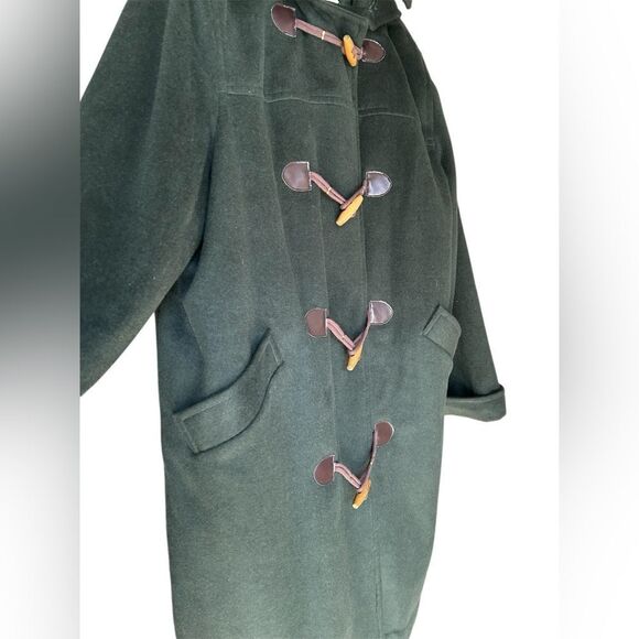 Jessica London Classic Wool Kelly Green Hooded Toggle Overcoat 16 - Picture 4 of 13